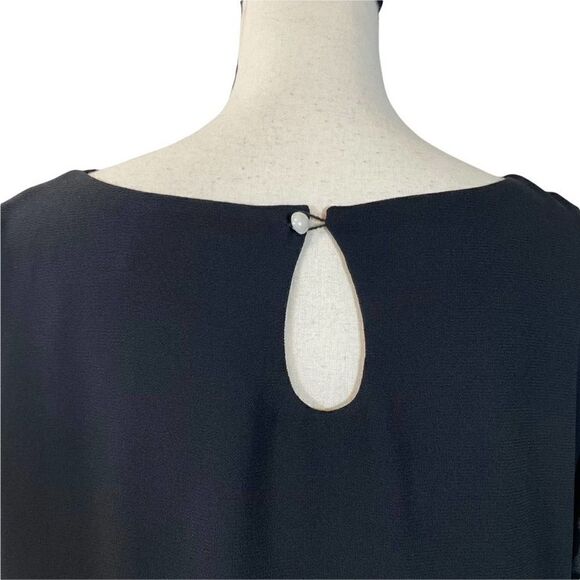 Le Bos Long Sleeve Bead Embellished Blouse Black Career Date Night Classy Top - Picture 9 of 13